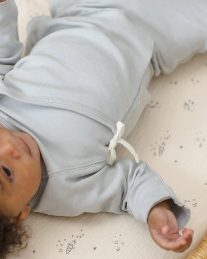 Wrap Top + Footed Pant Set Sky
