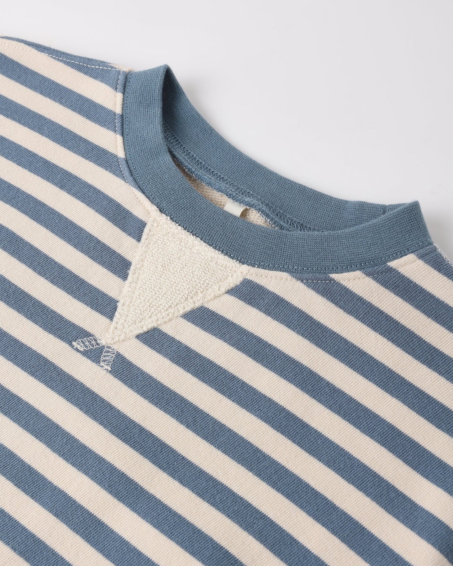 Oversized Crew + Short Set || Marine Stripe