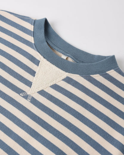 Oversized Crew + Short Set || Marine Stripe