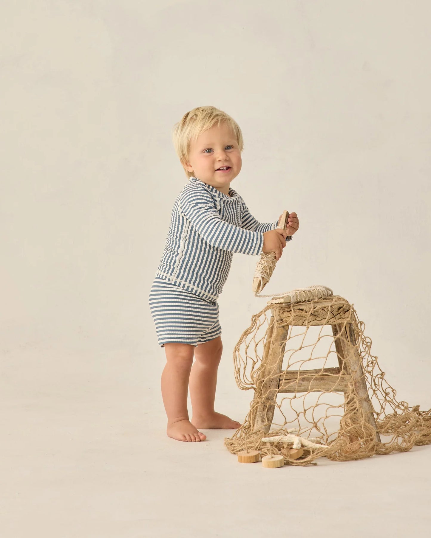 Boys Rashguard Set Navy Stripe