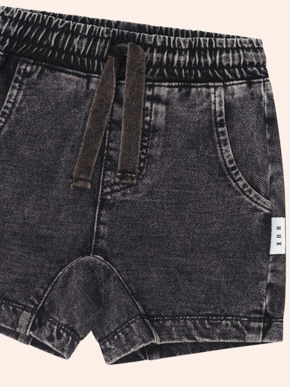 Black Knit Denim Gusset Short