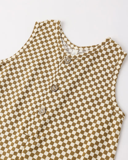 Maverick Romper Ocre Check