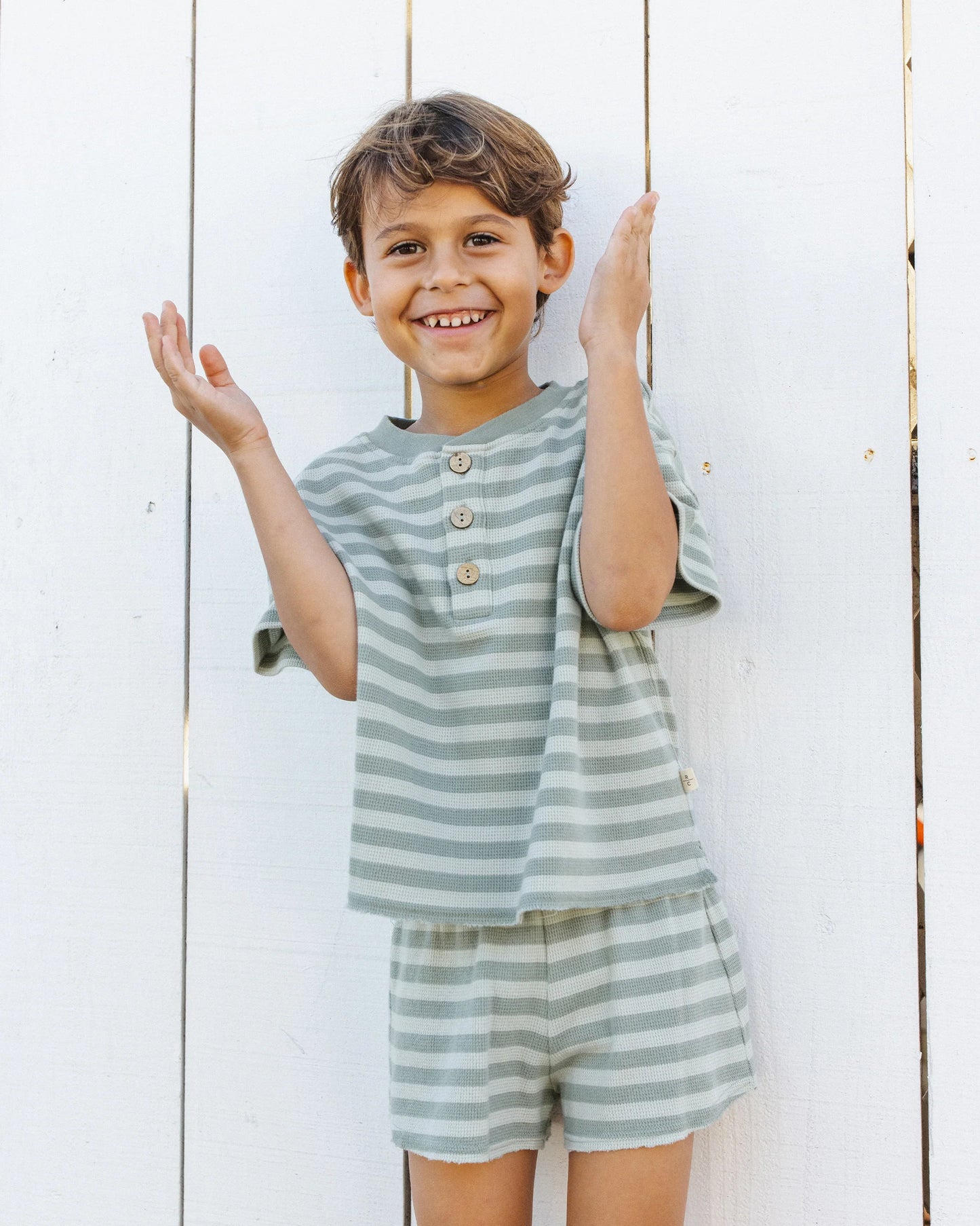 Summer Waffle Set Sea Green Stripe