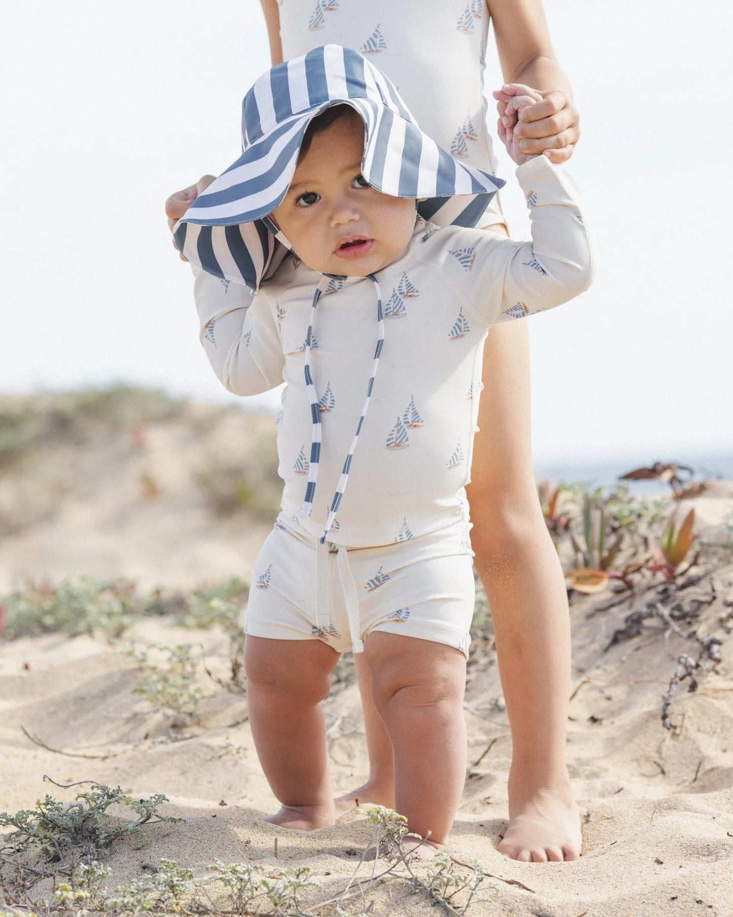 Floppy Swim Hat Navy Stripe