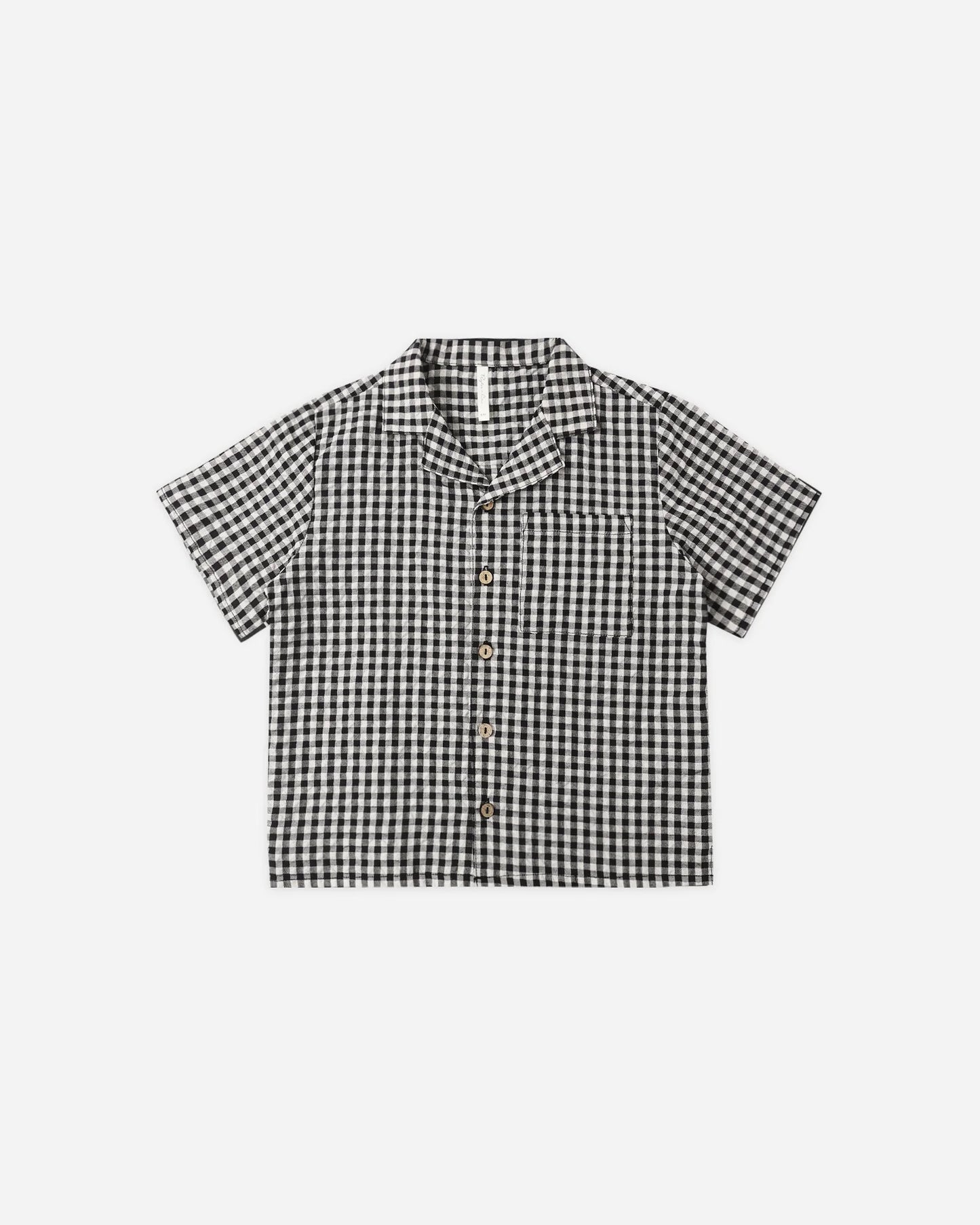 Lapel Collar Shirt Black Check