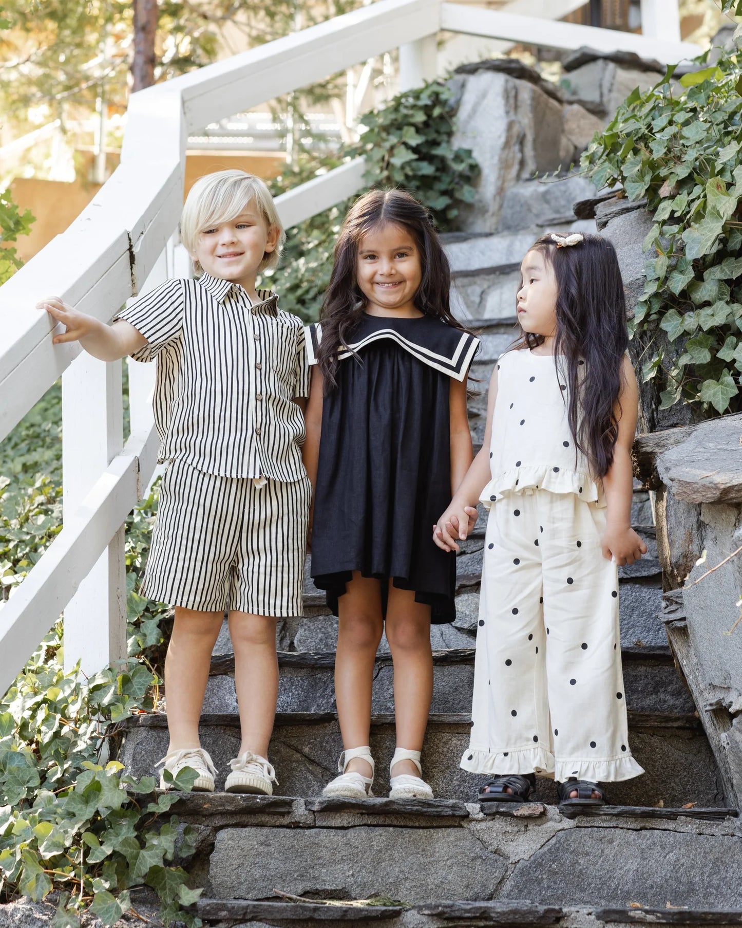 Collared Short Sleeve Shirt + Perry Short Set-  Wavy Stripe
