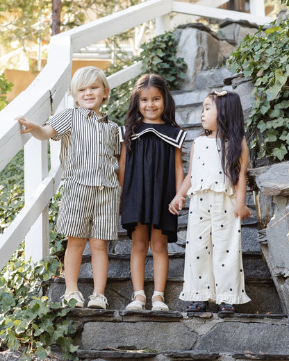 Collared Short Sleeve Shirt + Perry Short Set-  Wavy Stripe