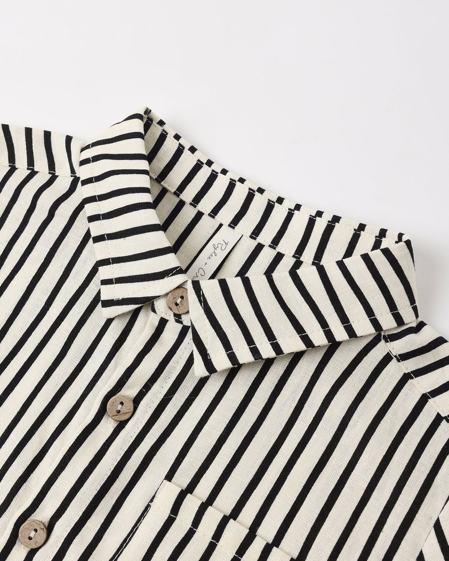 Collared Short Sleeve Shirt + Perry Short Set-  Wavy Stripe