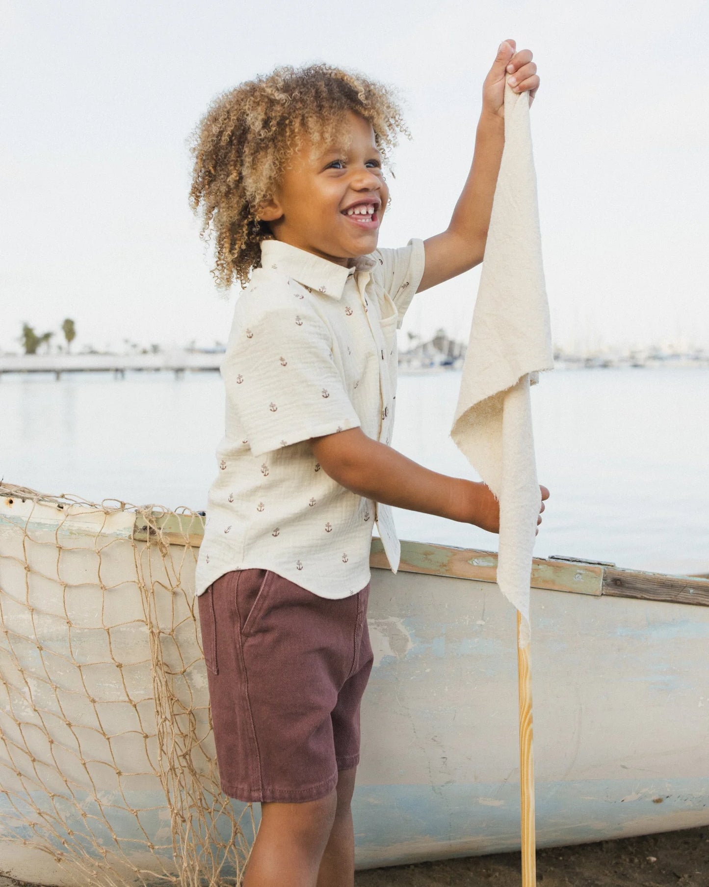 Collared Short Sleeve Shirt || Anchors
