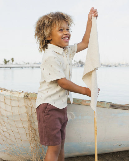 Collared Short Sleeve Shirt || Anchors