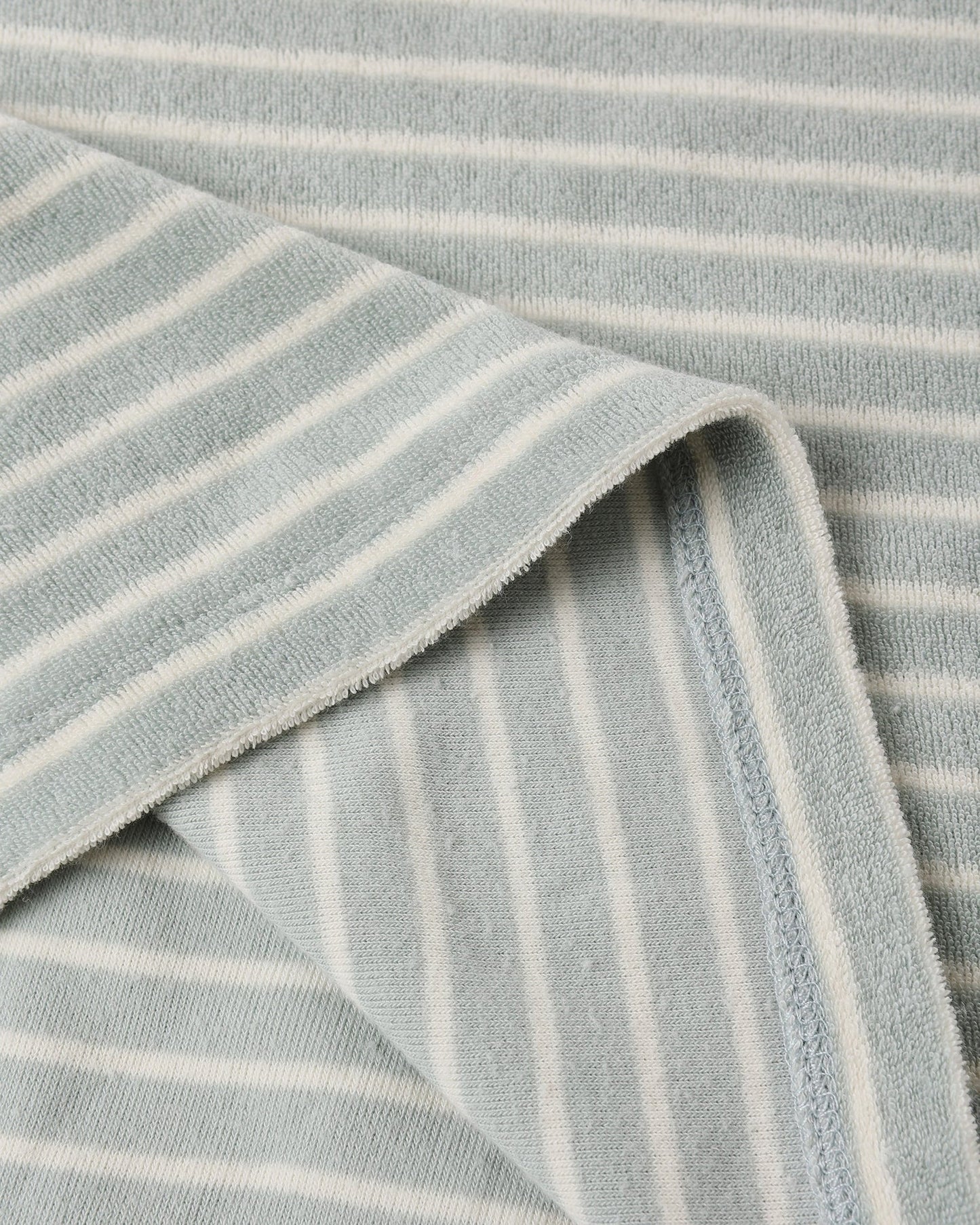 Terry Relaxed Tee + Short Set- Seafoam Stripe
