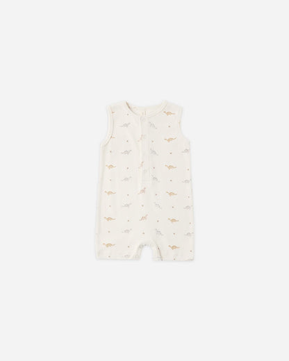 Ribbed Henley Romper Dinos