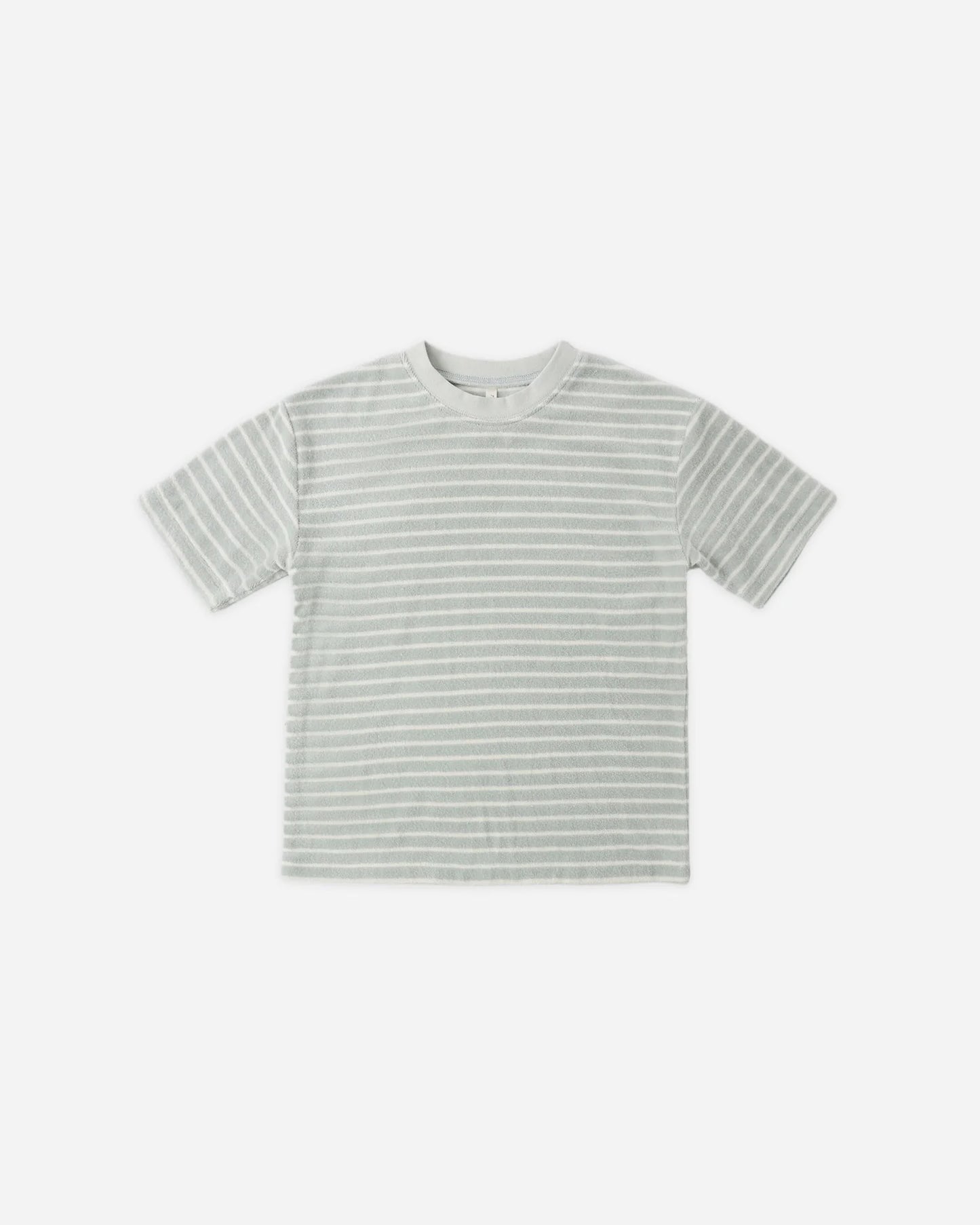 Terry Relaxed Tee + Short Set- Seafoam Stripe