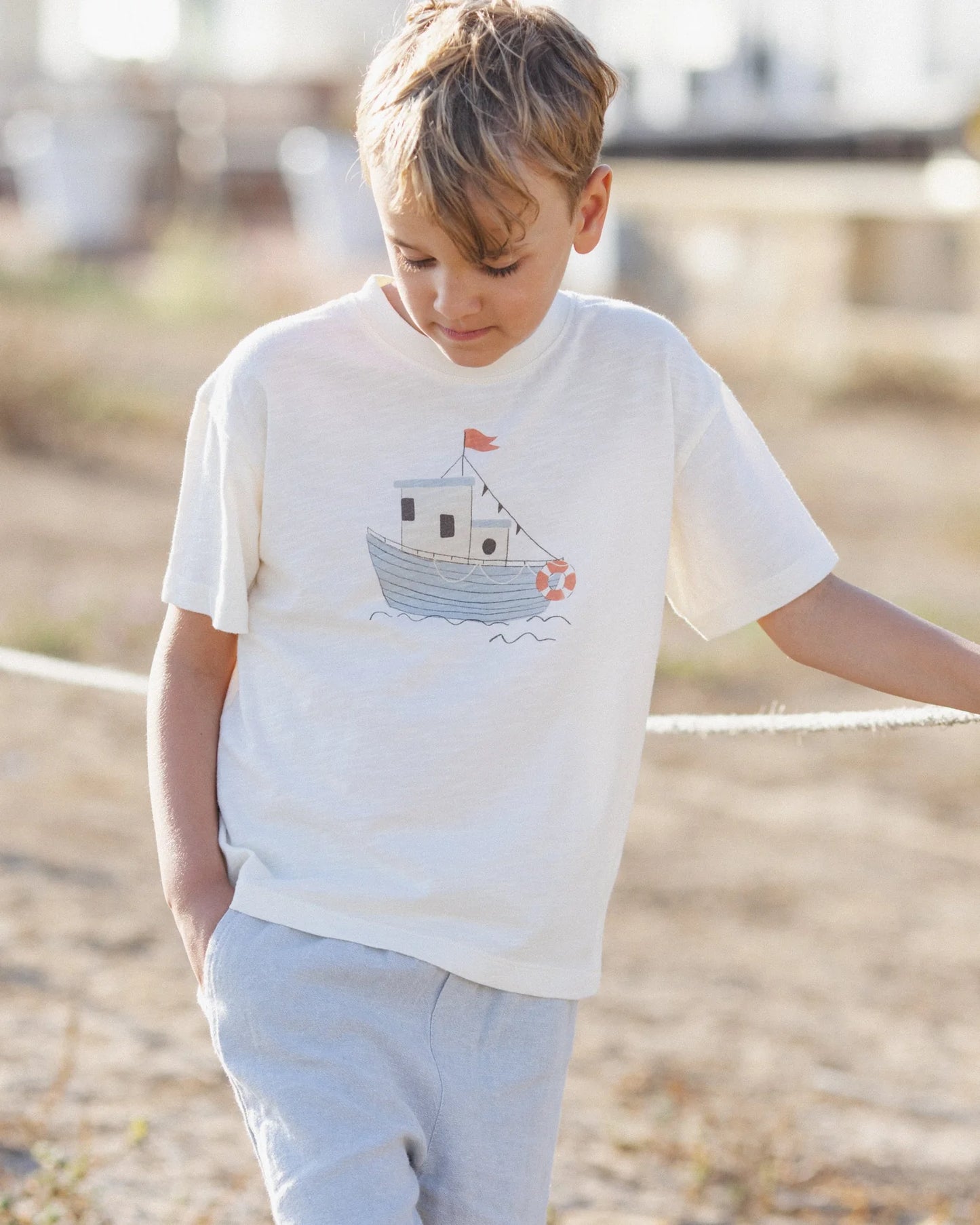 Collared Short Sleeve Shirt Sail + Perry Short Heathered Light Blue