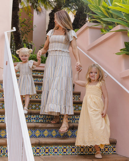 Women's Zayla Top Valencia Stripe +  Ruffle Tiered Maxi Skirt Set- Valencia Stripe