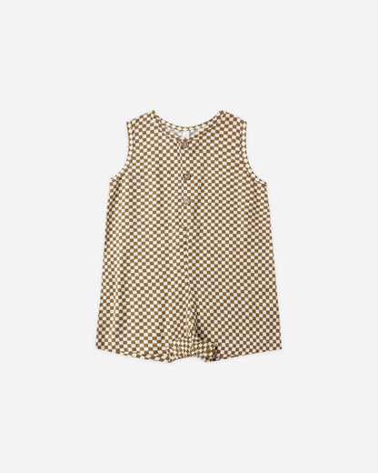 Maverick Romper Ocre Check