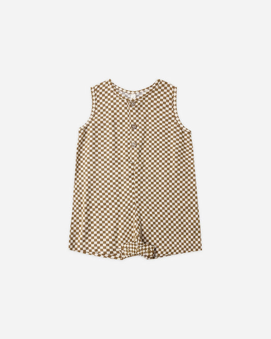 Maverick Romper Ocre Check