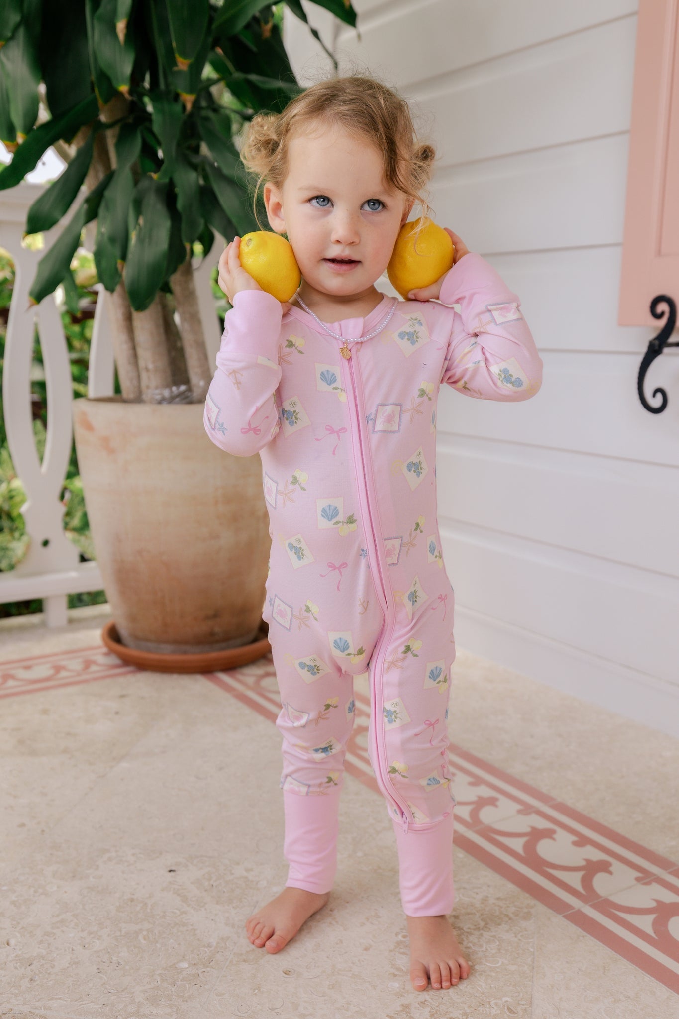 Little Coastal Notes Zipper Romper