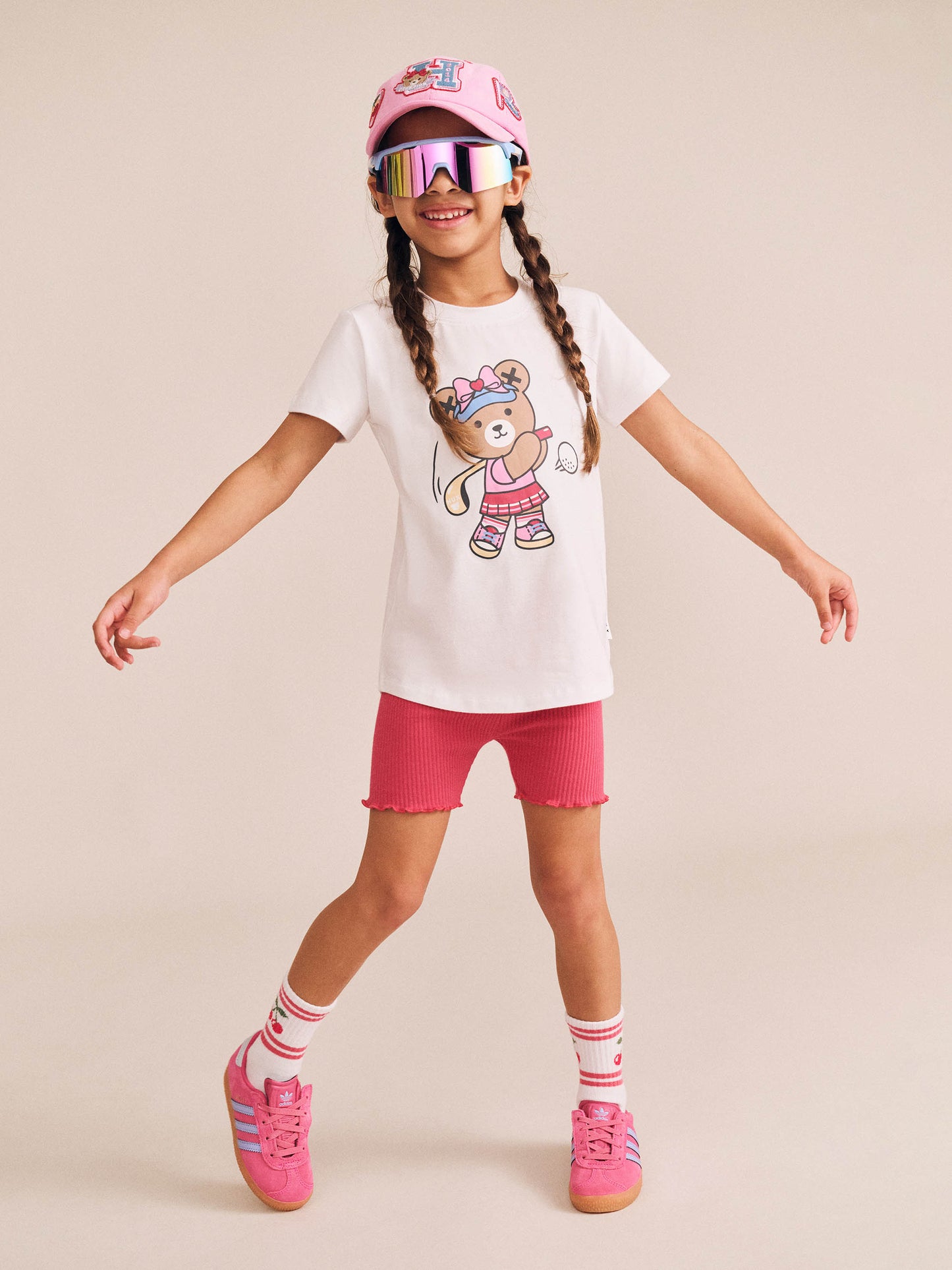 Golfer Huxette Tee + Strawberry Rib Bike Short Set