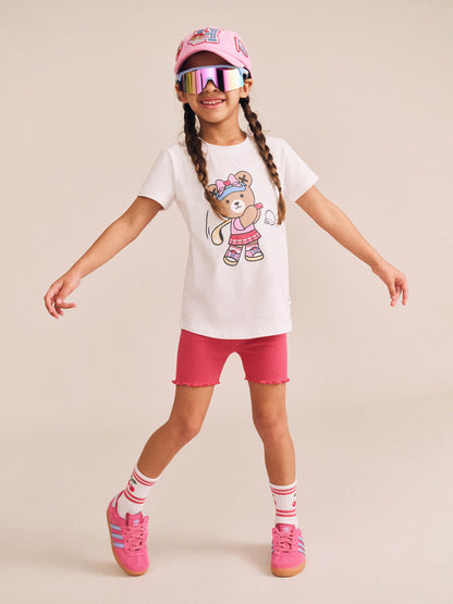 Golfer Huxette Tee + Strawberry Rib Bike Short Set