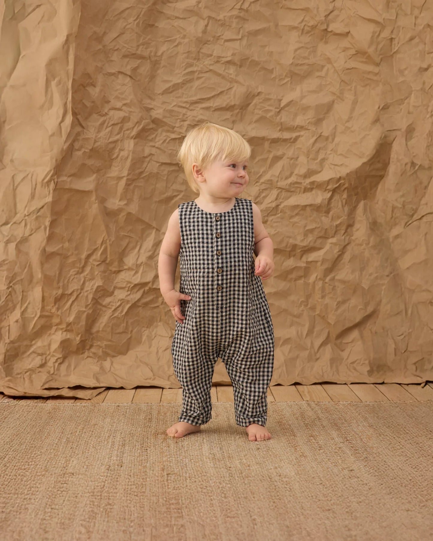 Button Jumpsuit Black Check