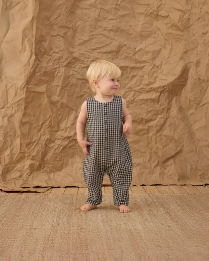 Button Jumpsuit Black Check