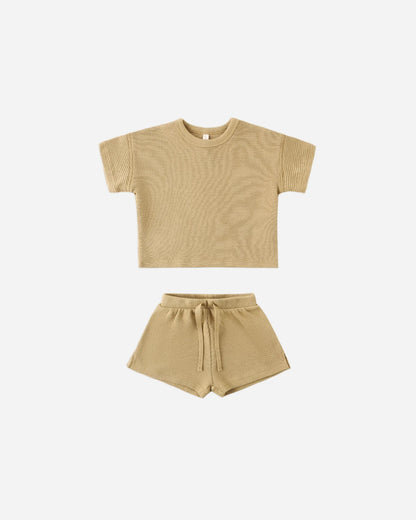 Waffle Tee + Short Set Honey