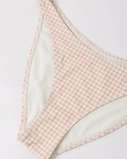 Women's Ruffle Bandeau Bikini Top + Scoop Bikini Bottom- Petal Gingham