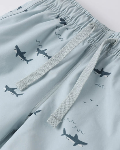 Swim Trunk Sharks + Long Sleeve Rashguard Navy