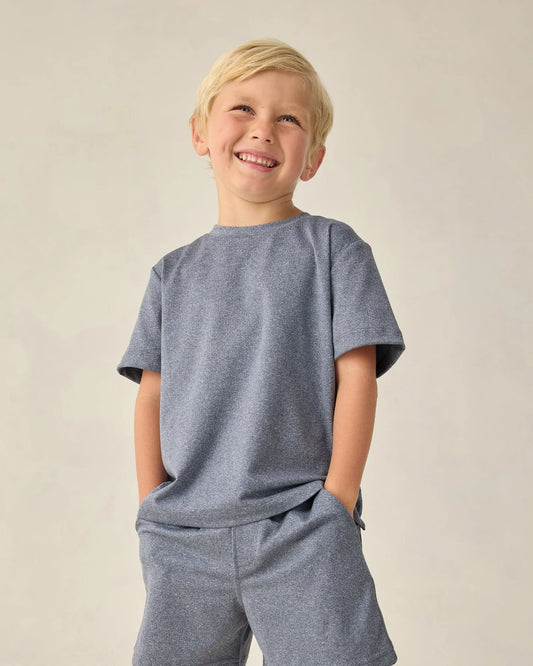 Cove Essential Tee + Short Set Heathered Marine