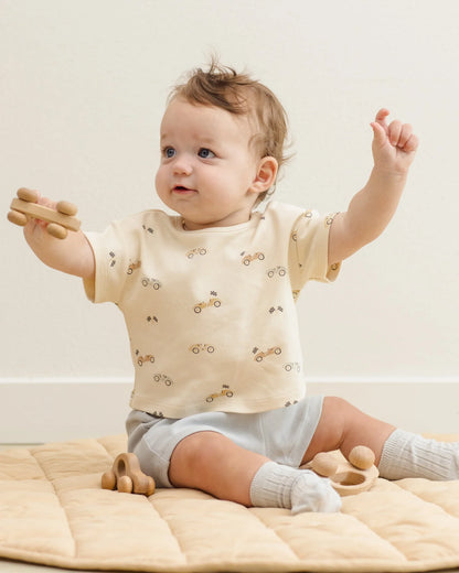 Boxy Tee Race Car + Play Short Sky