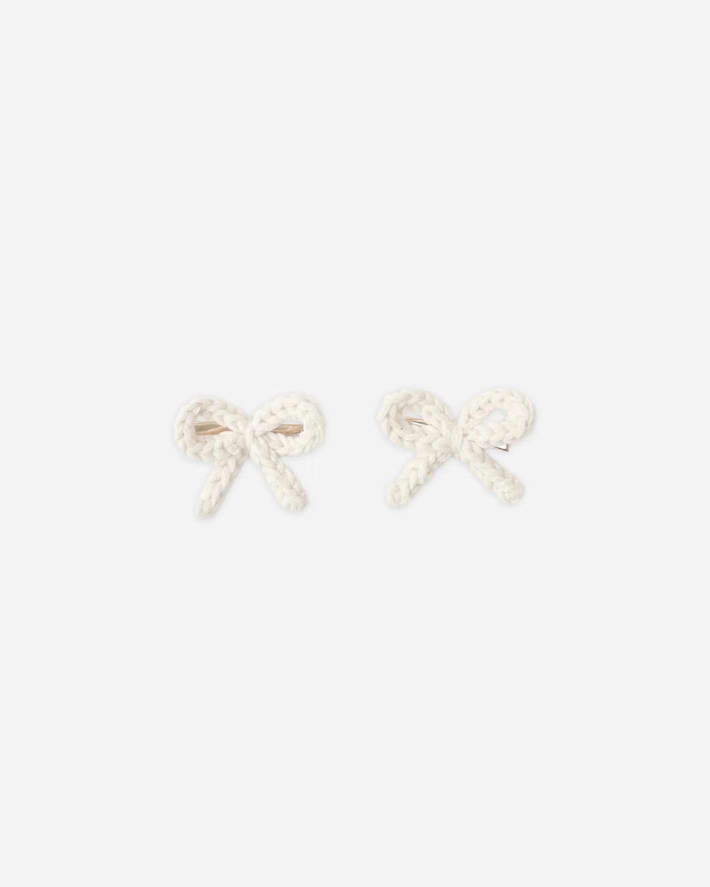 Crochet Bow Clips Ivory