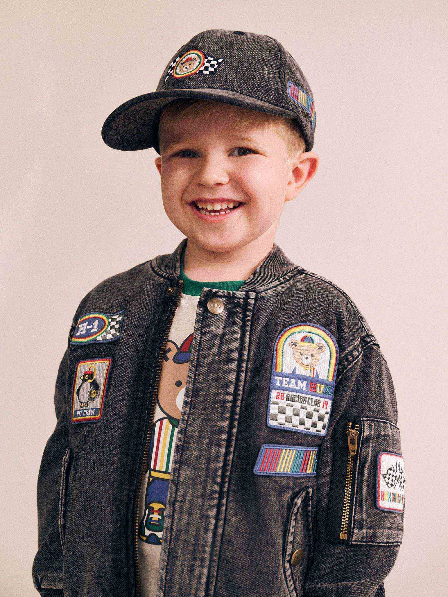 Black Knit Denim Patches Jacket