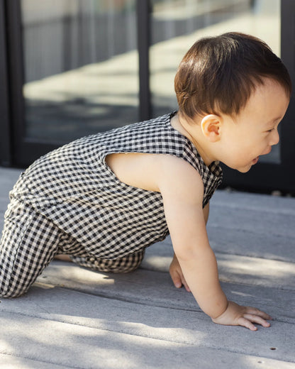 Button Jumpsuit Black Check