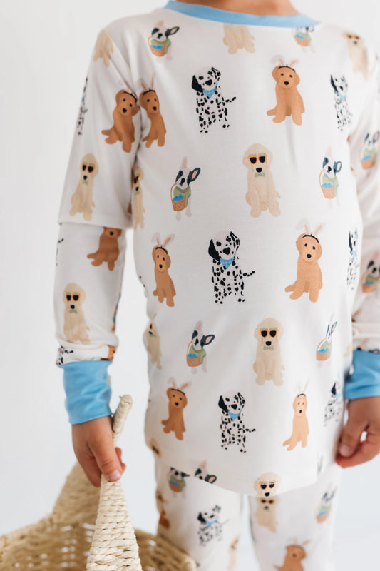 Blue Easter Pups Two Piece Set