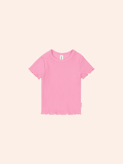 Dreamy Denim Hearts Pinafore + Strawberry Rib Tee