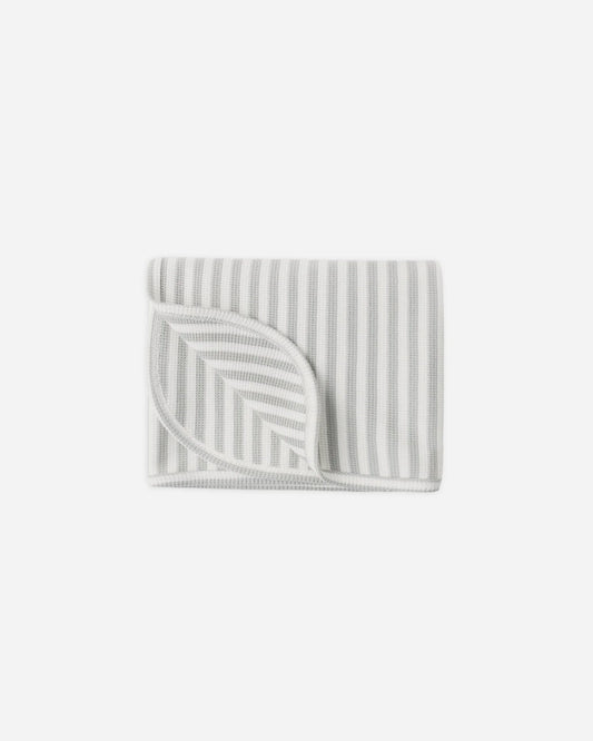 Waffle Baby Blanket Sage Stripe