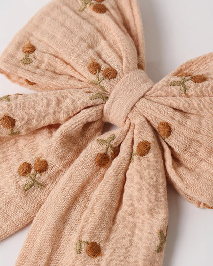 Oversized Bow Cherry Embroidery