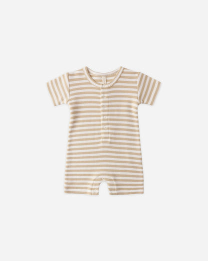 Waffle Snap Romper Butterscotch Stripe
