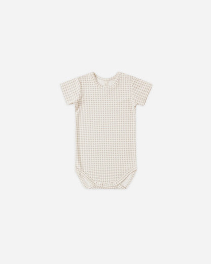 Bamboo Short Sleeve Bodysuit Oat Gingham