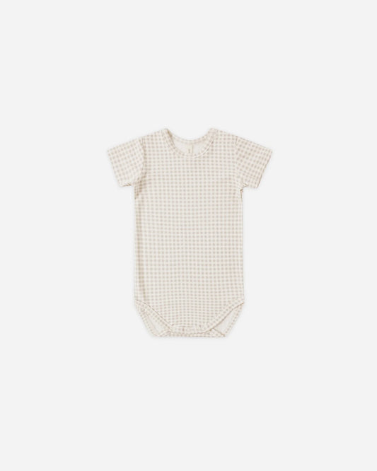 Bamboo Short Sleeve Bodysuit Oat Gingham
