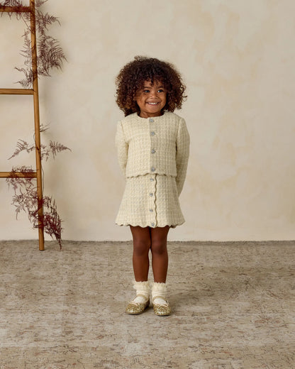 Ruffle Socks | Ivory, Raspberry