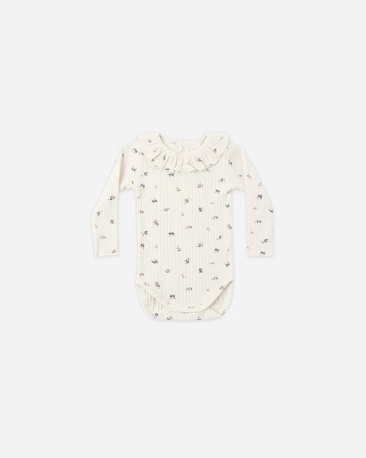 Ruffle Collar Bodysuit + Legging | Natural Ditsy