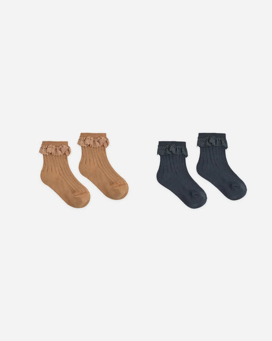 Lace Trim Socks, 2-Pack | Fawn & Midnight