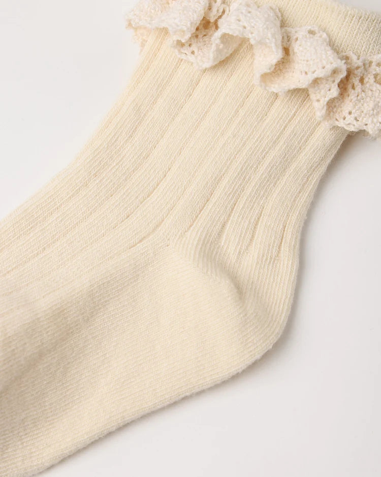 Lace Trim Socks, 2-Pack | Rosewood & Natural