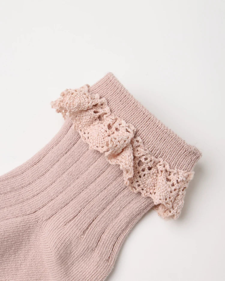 Lace Trim Socks, 2-Pack | Rosewood & Natural