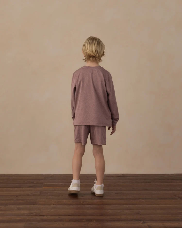 Long Sleeve Pocket Tee + Oceanside Tech Short | Heathered Mulberry
