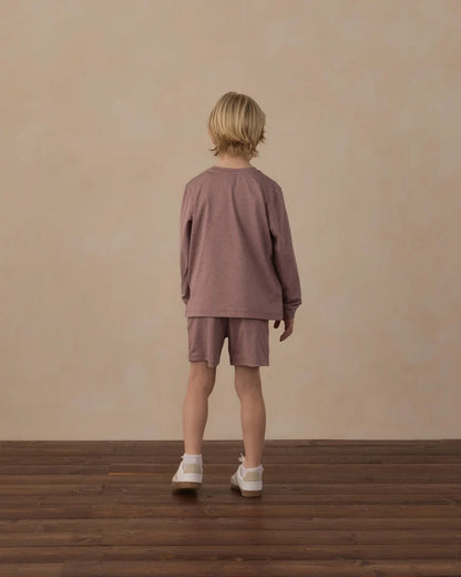 Long Sleeve Pocket Tee + Oceanside Tech Short | Heathered Mulberry