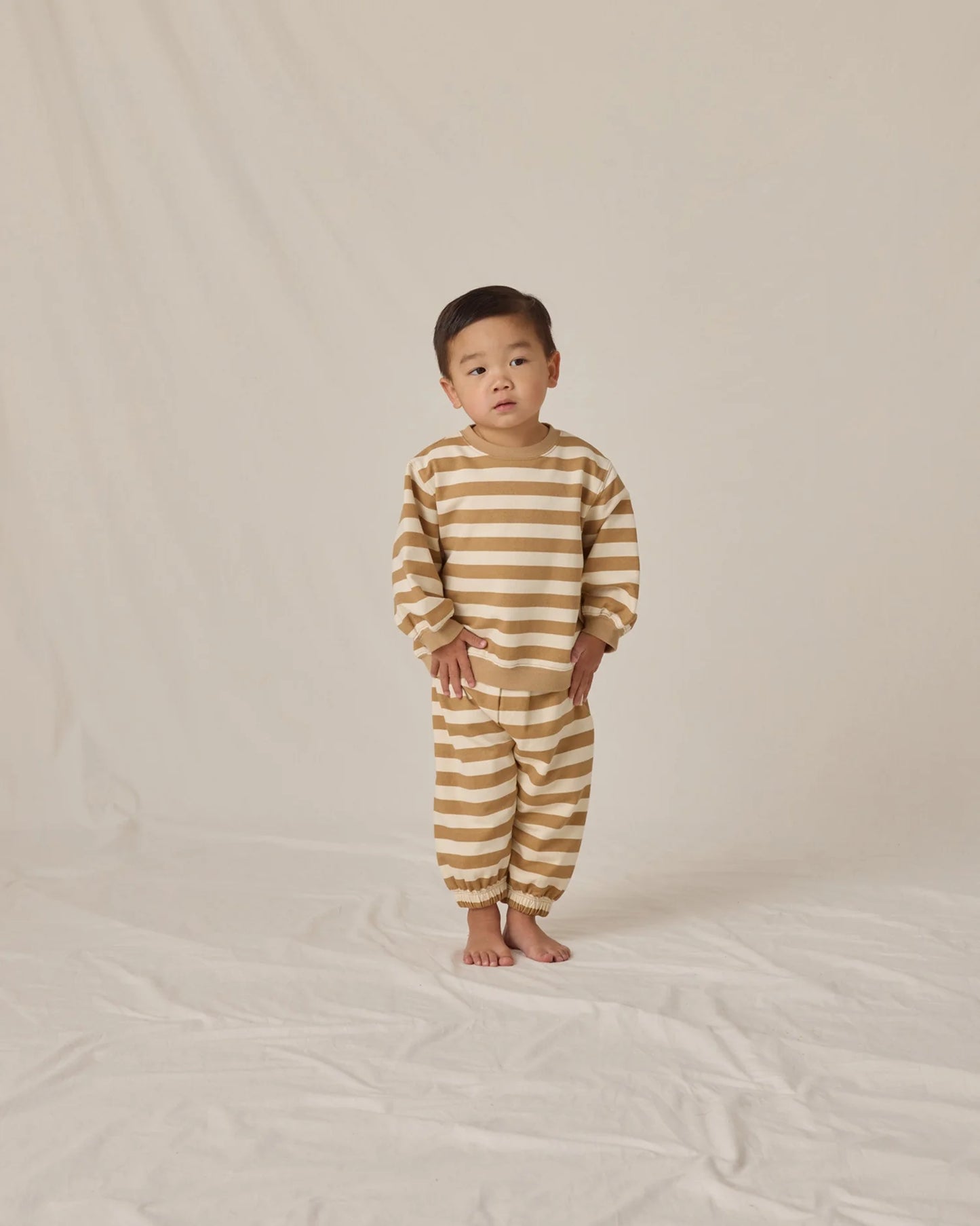Oversized Crew Sweatshirt + Pant Set || Gold Stripe