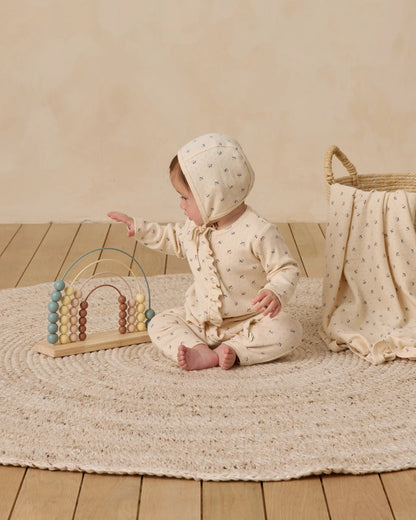 Pointelle Baby Blanket || Blue Ditsy